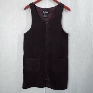 Vintage Y2K Jamie Brooke Brown Zip Front jumper Mini Dress Size 10